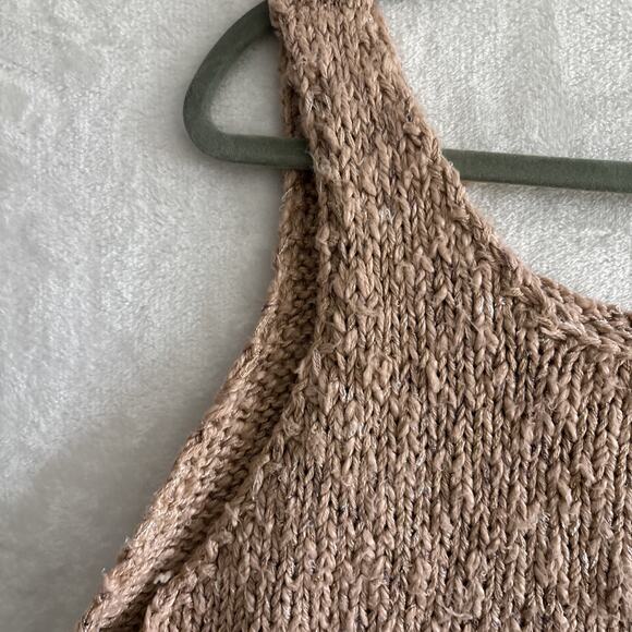 Hand Knit Crop Cami Tank Top Pink Womens L Boho Festival - Picture 2 of 7